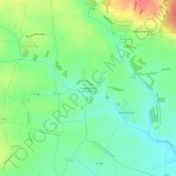 Le Brosseron topographic map, elevation, terrain