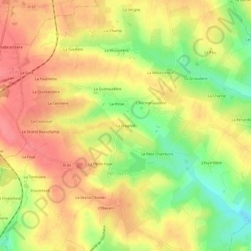 La Fragnée topographic map, elevation, terrain