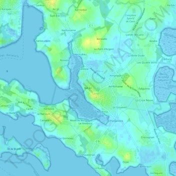 Bel Air topographic map, elevation, terrain