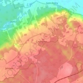 Czemlewo topographic map, elevation, terrain