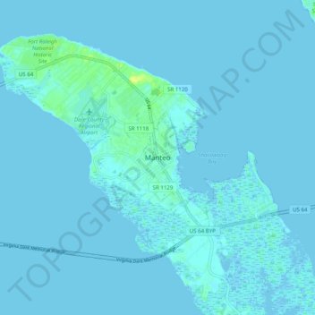 Manteo topographic map, elevation, terrain