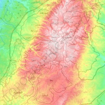Hebron topographic map, elevation, terrain