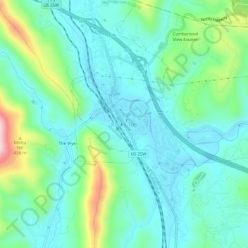 Rocky Top topographic map, elevation, terrain