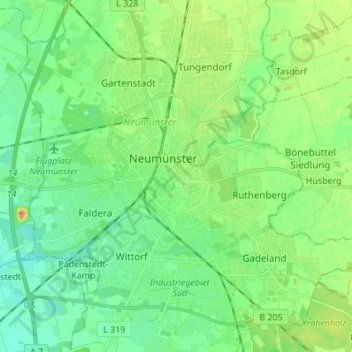 Neumünster topographic map, elevation, terrain