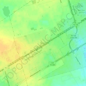 Bounce topographic map, elevation, terrain