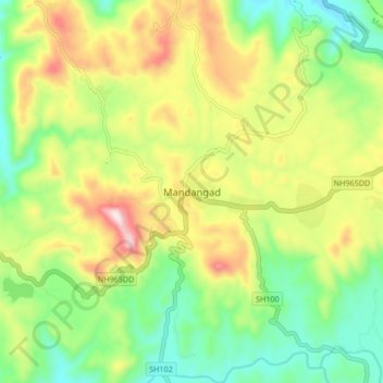 Mandangad topographic map, elevation, terrain