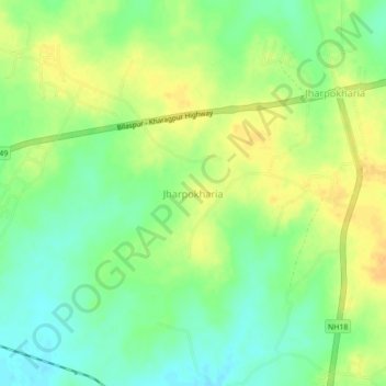 Jharpokharia topographic map, elevation, terrain
