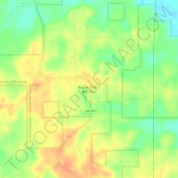Bogue Chitto topographic map, elevation, terrain