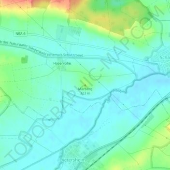 Marberg topographic map, elevation, terrain