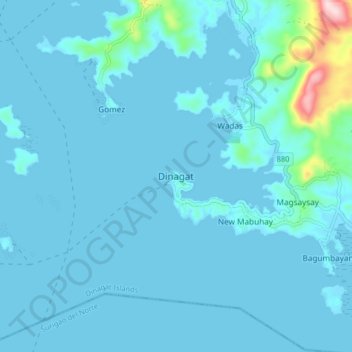 Dinagat topographic map, elevation, terrain
