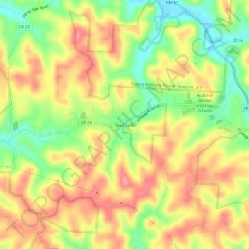 Royersville topographic map, elevation, terrain