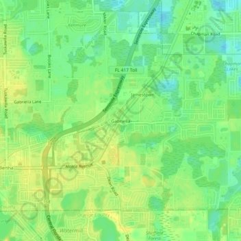 Gabriella topographic map, elevation, terrain