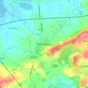 Cliffe Woods topographic map, elevation, terrain
