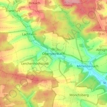 Obersteinbach topographic map, elevation, terrain