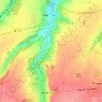 Bouillancourt topographic map, elevation, terrain