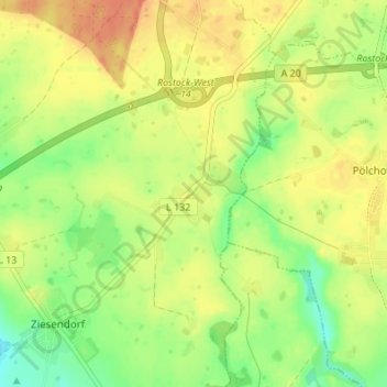 Buchholz topographic map, elevation, terrain