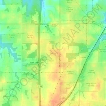Aubry topographic map, elevation, terrain