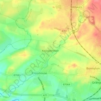 Knockentiber topographic map, elevation, terrain