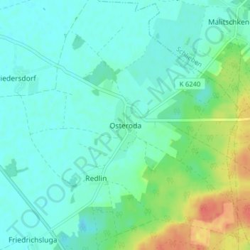 Osteroda topographic map, elevation, terrain