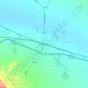 Lordsburg topographic map, elevation, terrain