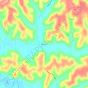 Guernsey topographic map, elevation, terrain