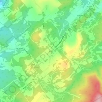 Ginter topographic map, elevation, terrain