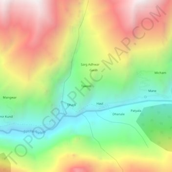 Tawain topographic map, elevation, terrain