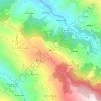 Limari topographic map, elevation, terrain
