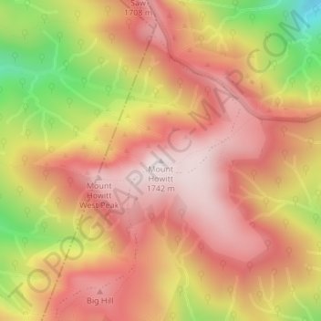 Mount Howitt topographic map, elevation, terrain