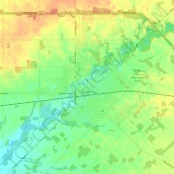 Strathroy topographic map, elevation, terrain