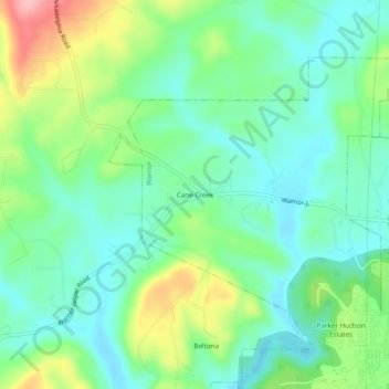 Cane Creek topographic map, elevation, terrain
