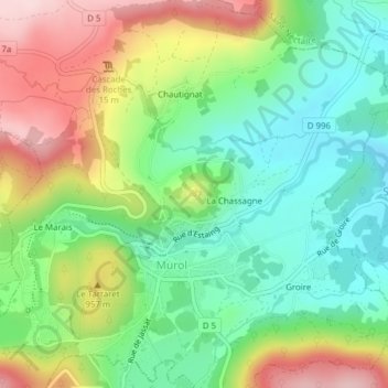 Château de Murol topographic map, elevation, terrain