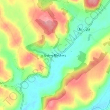 Betws Bledrws topographic map, elevation, terrain