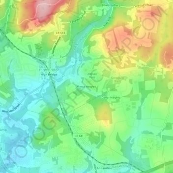Pierce Heights topographic map, elevation, terrain