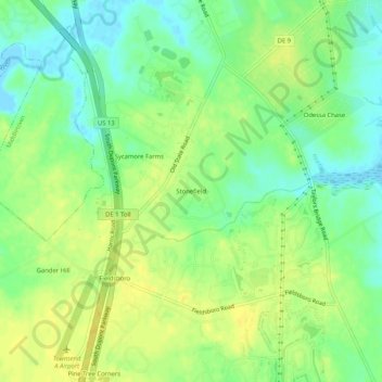 Stonefield topographic map, elevation, terrain