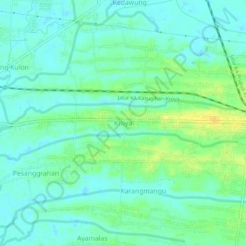 Kroya topographic map, elevation, terrain