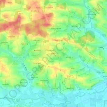 Wolfeck topographic map, elevation, terrain