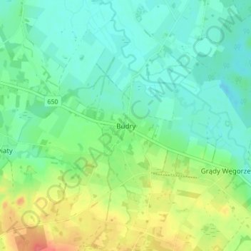 Budry topographic map, elevation, terrain