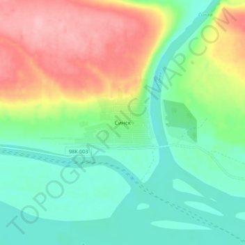 Синск topographic map, elevation, terrain