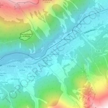 Les Granges topographic map, elevation, terrain