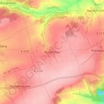 Punschrau topographic map, elevation, terrain