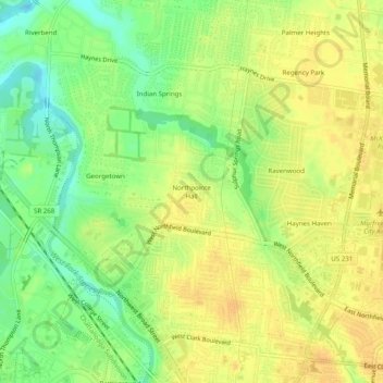 Northpointe Hall topographic map, elevation, terrain