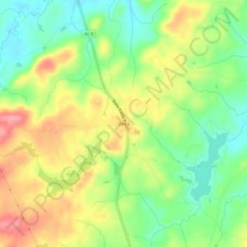 Delta topographic map, elevation, terrain