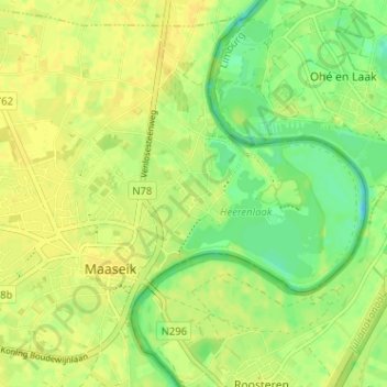 Aldeneik topographic map, elevation, terrain