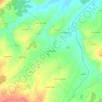 Les Rochoux topographic map, elevation, terrain