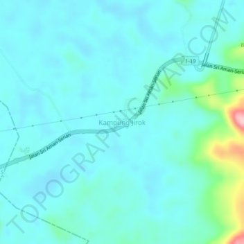 Kampung Jirok topographic map, elevation, terrain