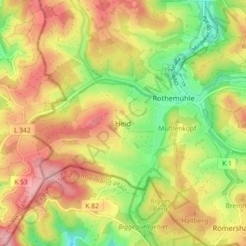 Heid topographic map, elevation, terrain