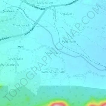 Sanambatla topographic map, elevation, terrain