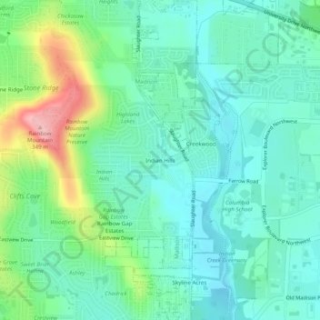 Indian Hills topographic map, elevation, terrain