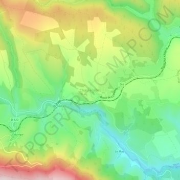 Chasseradès topographic map, elevation, terrain